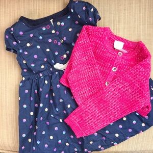 Summer polka dot dress with cardigan